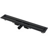 Водоотводящий желоб ALCAPLAST APZ101BLACK-1450 с порогами для перфорированной решетки, черный матовый, низкий, горизонтальный сток